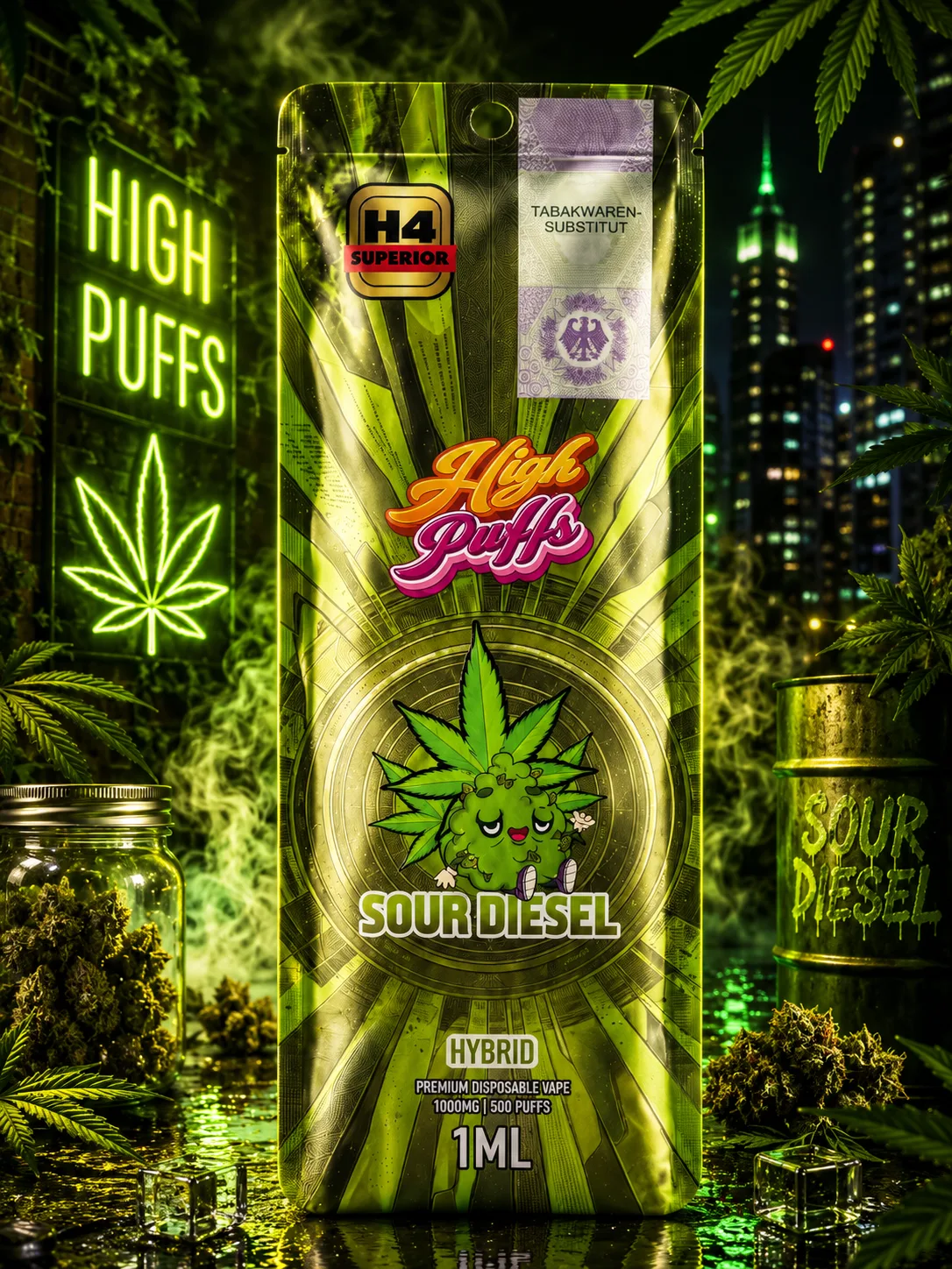 High Puff Sour Diesel Einweg-Vape